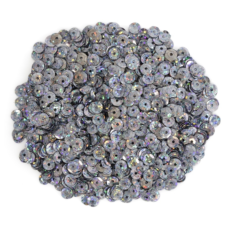 SEQUINS - CIRCLE 04 RELIEF - HOLOGRAPHIC - 7mm GRAY (DARK) 113 - PACKAGE 250g Hole-1.0mm