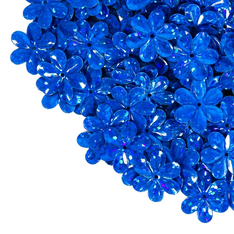 SEQUINS - FLOWER 04 RELIEF - HOLOGRAPHIC - 15mm BLUE (DARK) 171 - 20g Hole-1.0mm