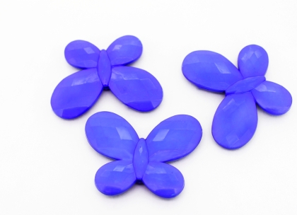 OPAQUE PLASTIC BEADS - BUTTERFLY 03 FACETED - 35x46x7mm BLUE (DARK) С33 - PACKAGE 500g Hole-2.5mm (90pcs.)