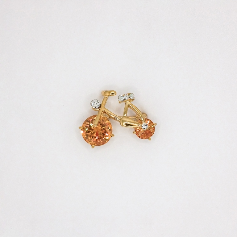 JEWELRY - BROOCH - ZIRCON - BICYCLE В119 - 3.0x2.1cm GOLD AND BROWN (LIGHT) - PACKAGE 2pcs.