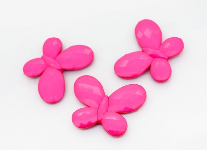 OPAQUE PLASTIC BEADS - BUTTERFLY 03 FACETED - 35x46x7mm CYCLAMEN PINK (LIGHT) С04 - PACKAGE 500g Hole-2.5mm (90pcs.)