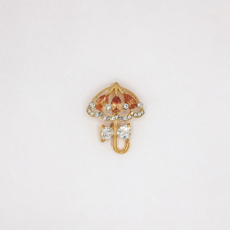 JEWELRY - BROOCH - ZIRCON - UMBRELLA В120 - 2.4x2.9cm GOLD AND BROWN (LIGHT) - 1pc.