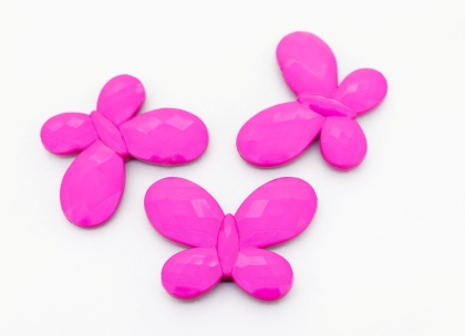 OPAQUE PLASTIC BEADS - BUTTERFLY 03 FACETED - 35x46x7mm CYCLAMEN PURPLE С11 - PACKAGE 500g Hole-2.5mm (90pcs.)