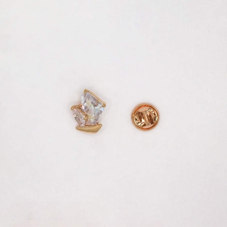 JEWELRY - BROOCH PIN - ZIRCON - SHIP В123 - 1.4x1.9cm GOLD AND WHITE - PACKAGE 3pcs.