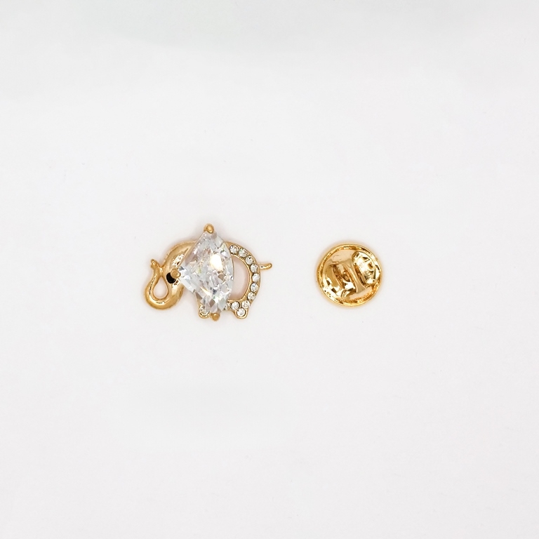 JEWELRY - BROOCH PIN - ZIRCON - ELEPHANT В124 - 2.3x1.7cm GOLD AND WHITE - PACKAGE 3pcs.