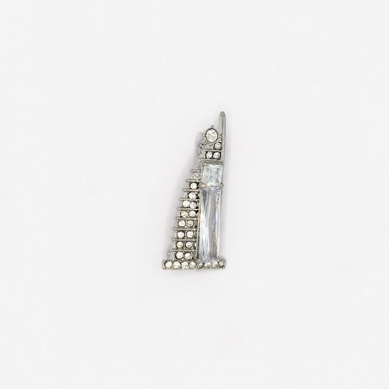 JEWELRY - BROOCH - ZIRCON - HOTEL BURJ AL ARAB В129 - 1.6x3.8cm NICKEL AND WHITE - 1pc.