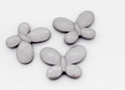 OPAQUE PLASTIC BEADS - BUTTERFLY 03 FACETED - 35x46x7mm GRAY (LIGHT) С34 - PACKAGE 500g Hole-2.5mm (90pcs.)