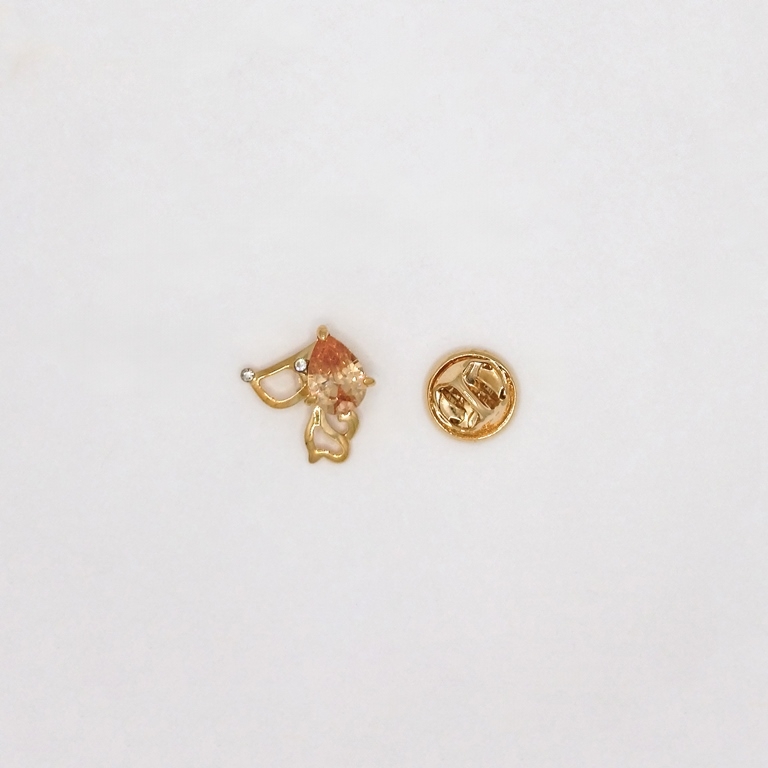 JEWELRY - BROOCH PIN - ZIRCON - DOG В128 - 1.7x1.7cm GOLD AND BROWN (LIGHT) - PACKAGE 3pcs.