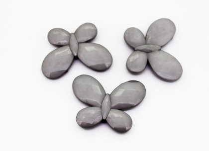 OPAQUE PLASTIC BEADS - BUTTERFLY 03 FACETED - 35x46x7mm GRAY С35 - PACKAGE 500g Hole-2.5mm (90pcs.)