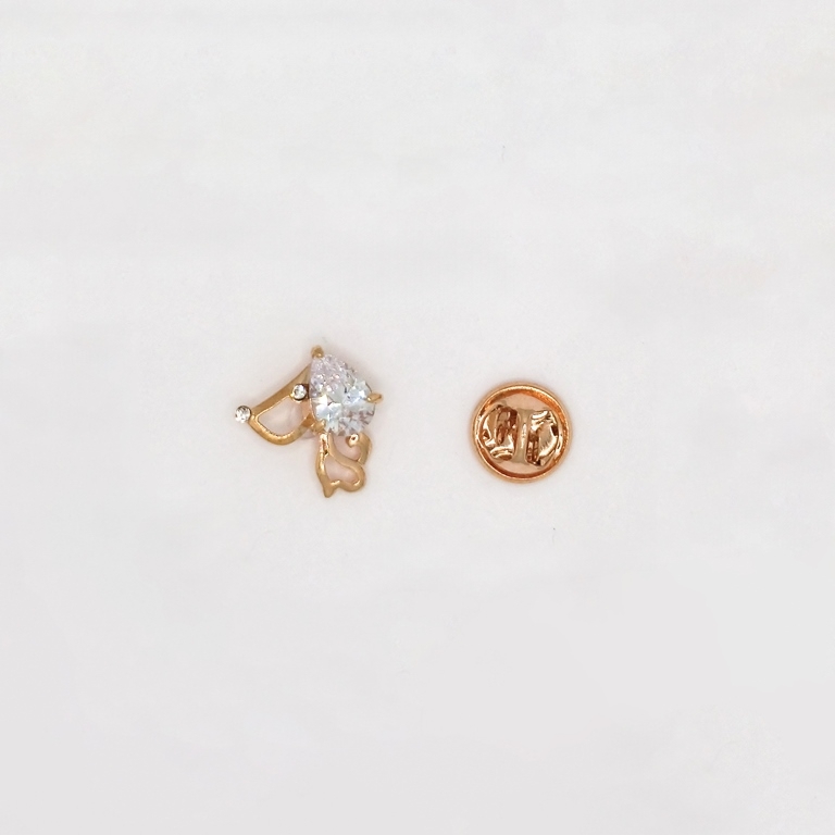 JEWELRY - BROOCH PIN - ZIRCON - DOG В128 - 1.7x1.7cm ROSE GOLD AND WHITE - PACKAGE 3pcs.