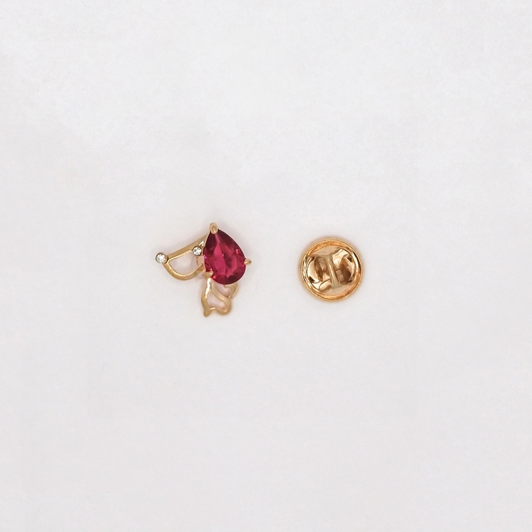 JEWELRY - BROOCH PIN - ZIRCON - DOG В128 - 1.7x1.7cm ROSE GOLD AND CYCLAMEN - PACKAGE 3pcs.