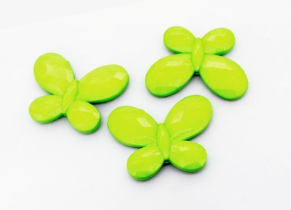 OPAQUE PLASTIC BEADS - BUTTERFLY 03 FACETED - 35x46x7mm GREEN С23 - PACKAGE 500g Hole-2.5mm (90pcs.)