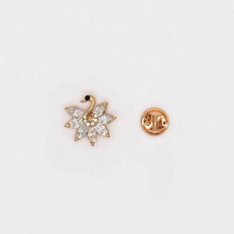 JEWELRY - BROOCH PIN - ZIRCON - PEACOCK В135 - 2.1x2.0cm ROSE GOLD AND WHITE - PACKAGE 3pcs.