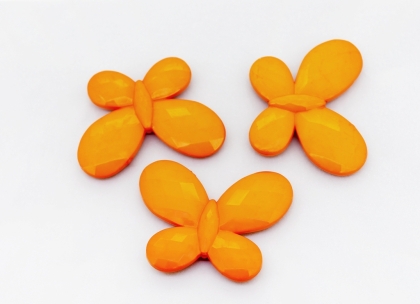 OPAQUE PLASTIC BEADS - BUTTERFLY 03 FACETED - 35x46x7mm ORANGE С21 - 50g Hole-2.5mm (10pcs.)