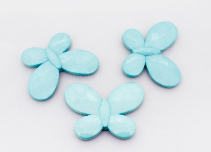 OPAQUE PLASTIC BEADS - BUTTERFLY 03 FACETED - 35x46x7mm TURQUOISE BLUE С25 - PACKAGE 500g Hole-2.5mm (90pcs.)