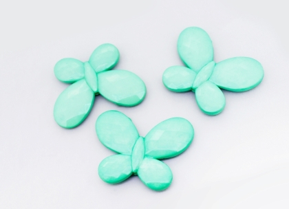 OPAQUE PLASTIC BEADS - BUTTERFLY 03 FACETED - 35x46x7mm TURQUOISE GREEN С25 - PACKAGE 500g Hole-2.5mm (90pcs.)