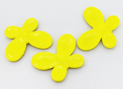 OPAQUE PLASTIC BEADS - BUTTERFLY 03 FACETED - 35x46x7mm YELLOW С17 - PACKAGE 500g Hole-2.5mm (90pcs.)