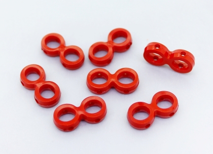 OPAQUE PLASTIC BEADS - INFINITY - 9.5x20mm RED С07 - PACKAGE 500g Hole-2.0mm (1200pcs.)