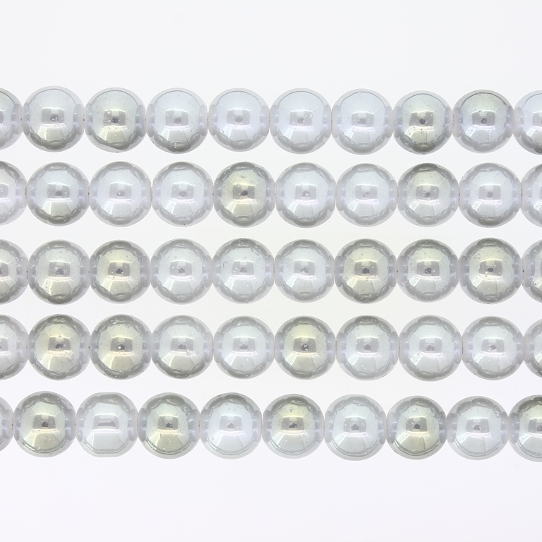 GLASS BEADS ON A STRING UV - BALL - SOLID - 8mm - GRAY (LIGHT) AND YELLOW (GLOSS) - PACKAGE (5х100 pcs.) Hole-1.3mm