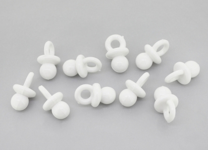 OPAQUE PLASTIC BEADS - PACIFIER - 20x12mm WHITE С01 - PACKAGE 500g Hole-5.0mm (500pcs.)