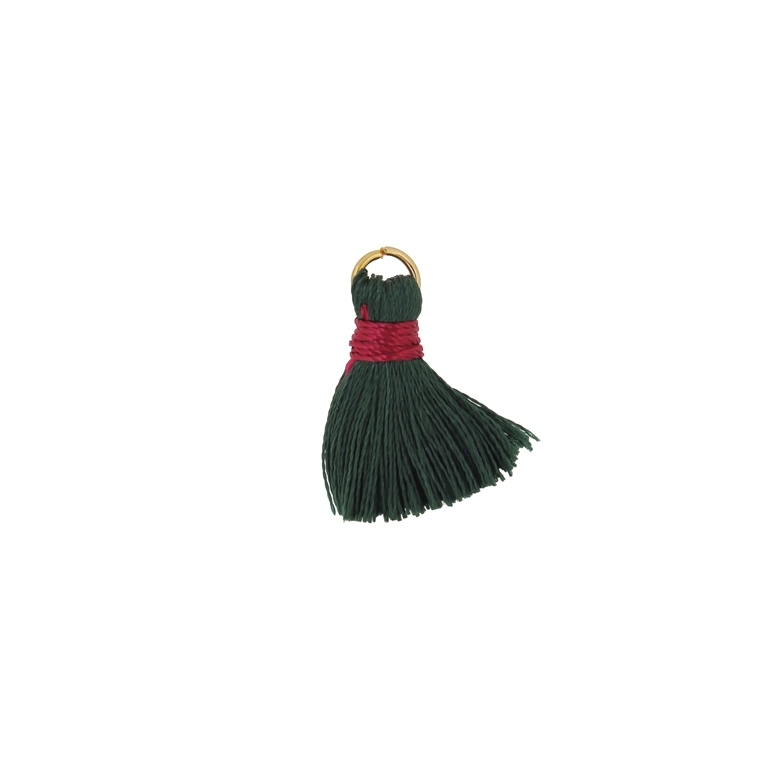 TEXTILE BEADS - TASSEL POLYESTER - 2.5cm GREEN MILITARY (DARK) 383 - 10pcs.