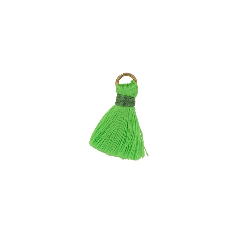 TEXTILE BEADS - TASSEL POLYESTER - 2.5cm GREEN ELECTRICAL 382 - 10pcs.