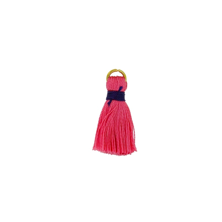 TEXTILE BEADS - TASSEL POLYESTER - 2.5cm CORAL (DARK) 390 - PACKAGE 100pcs.