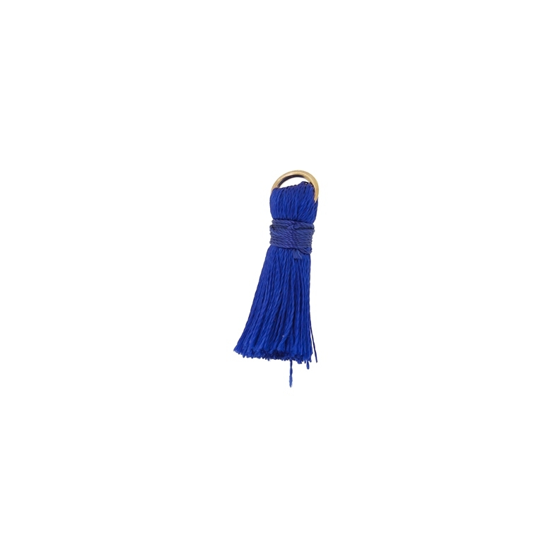 TEXTILE BEADS - TASSEL POLYESTER - 2.5cm BLUE (DARK) 379 - PACKAGE 100pcs.