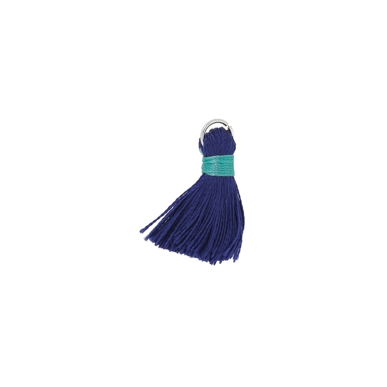 TEXTILE BEADS - TASSEL POLYESTER - 2.5cm BLUE (DARK) 381 - PACKAGE 100pcs.