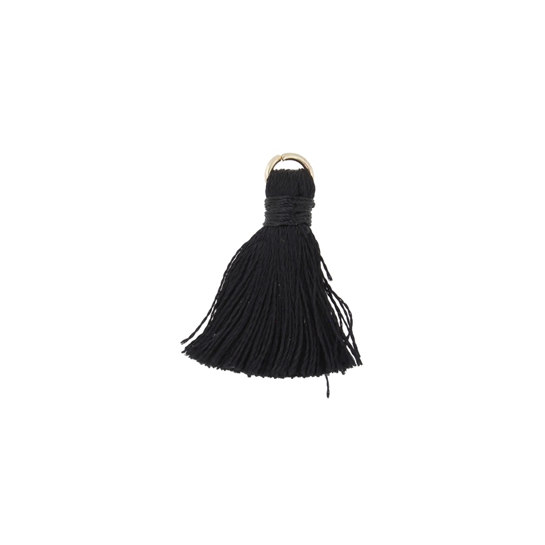 TEXTILE BEADS - TASSEL POLYESTER - 2.5cm BLACK 378 - PACKAGE 100pcs.