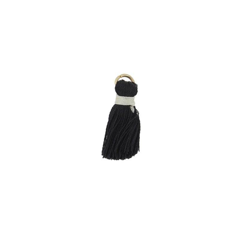 TEXTILE BEADS - TASSEL POLYESTER - 2.5cm BLACK 388 - 10pcs.