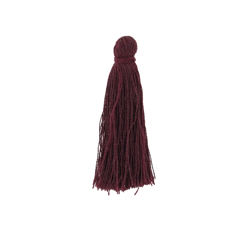 TEXTILE BEADS - TASSEL POLYESTER - 3.8cm BORDEAUX (DARK) 374 - PACKAGE 100pcs.