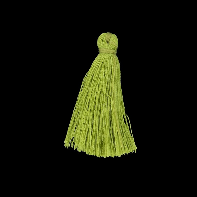 TEXTILE BEADS - TASSEL POLYESTER - 3.8cm YELLOW-GREEN 369 - PACKAGE 100pcs.