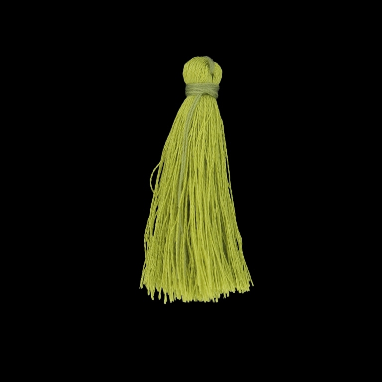 TEXTILE BEADS - TASSEL POLYESTER - 3.8cm YELLOW-GREEN 370 - 10pcs.