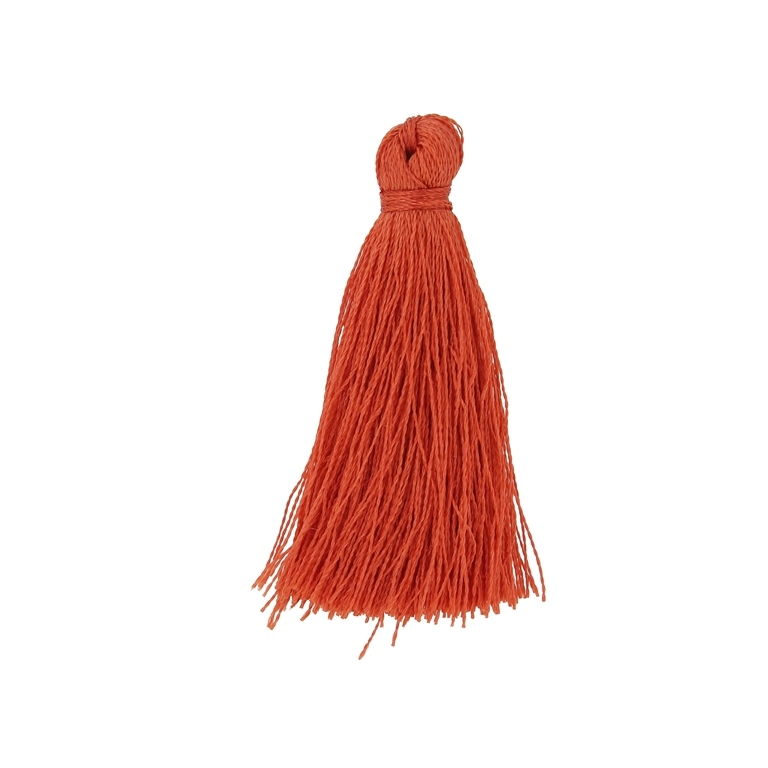 TEXTILE BEADS - TASSEL POLYESTER - 3.8cm ORANGE (DARK) 365 - PACKAGE 100pcs.