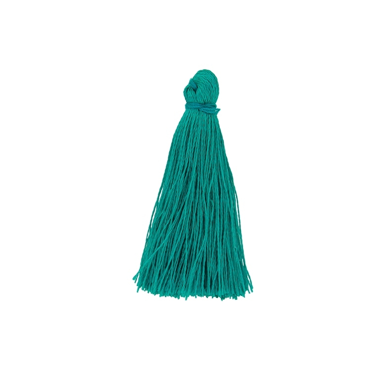 TEXTILE BEADS - TASSEL POLYESTER - 3.8cm TURQUOISE GREEN (DARK) 372 - PACKAGE 100pcs.