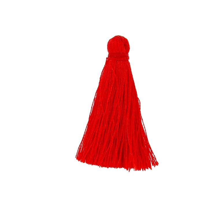 TEXTILE BEADS - TASSEL POLYESTER - 3.8cm RED (LIGHT) 366 - PACKAGE 100pcs.