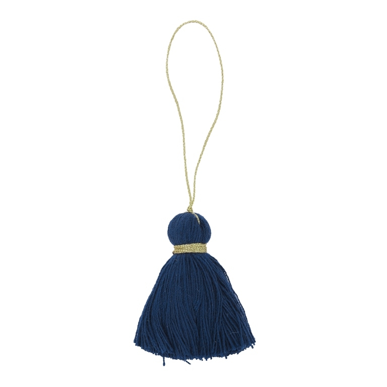 TEXTILE BEADS - TASSEL COTTON - 4.0cm BLUE (DARK) 155 - 5pcs.