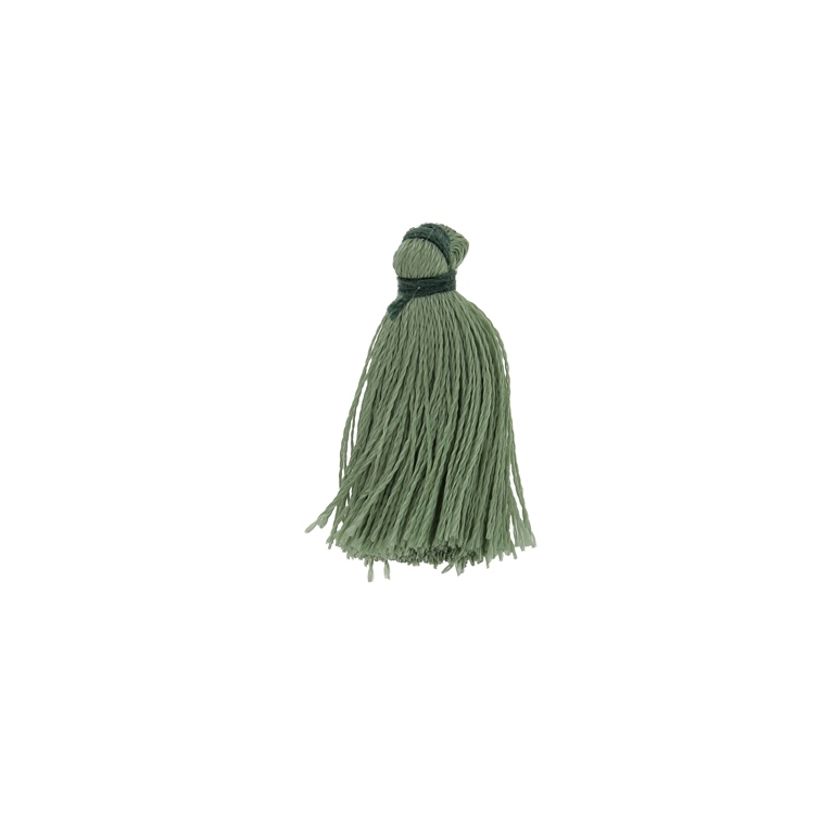 TEXTILE BEADS - TASSEL POLYESTER - 2.6cm GREEN MILITARY 342 - PACKAGE 100pcs.