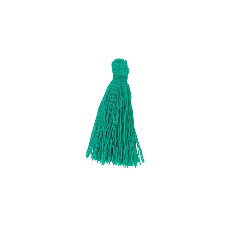 TEXTILE BEADS - TASSEL POLYESTER - 2.6cm TURQUOISE GREEN 353 - PACKAGE 100pcs.