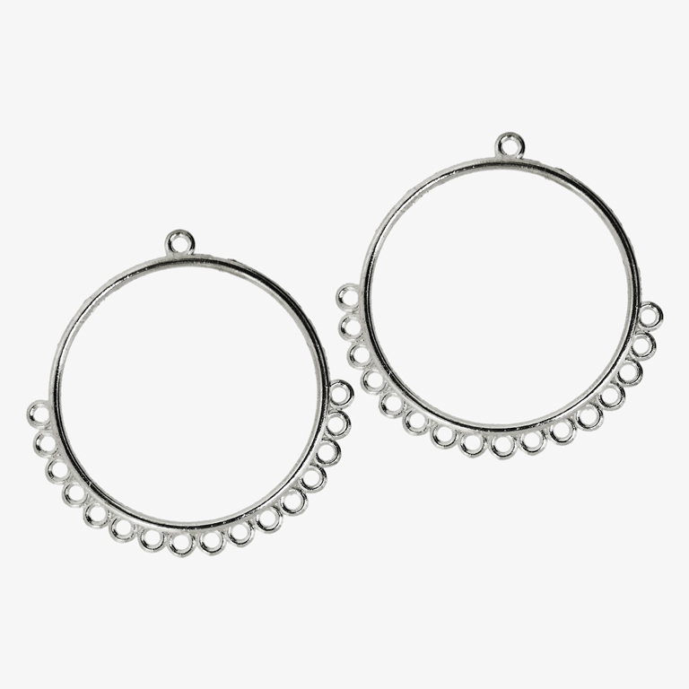 METAL ELEMENTS - CHANDELIER EARRINGS - CIRCLE 04 WITH MULTI CONNECTOR - 50mm NICKEL COLOR - PACKAGE 50pcs.