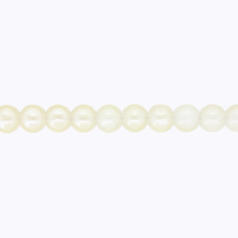 GLASS BEADS ON A STRING UV - BALL - SOLID - 8mm - ECRU (DARK) (GLOSS) - STRING (100 pcs.) Hole-1.3mm