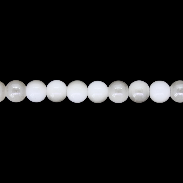 GLASS BEADS ON A STRING UV - BALL - SOLID - 8mm - GRAY (LIGHT) AND BEIGE (DARK) (GLOSS) - STRING (100 pcs.) Hole-1.3mm