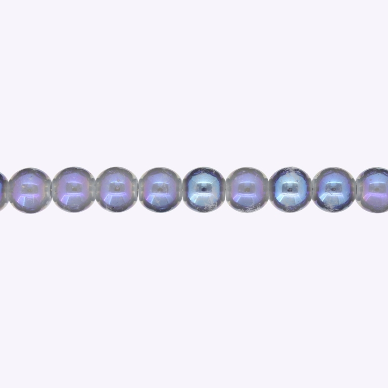 GLASS BEADS ON A STRING UV - BALL - SOLID - 8mm - GRAY (DARK) AND BLUE (DARK) (RAINBOW) - STRING (100 pcs.) Hole-1.3mm