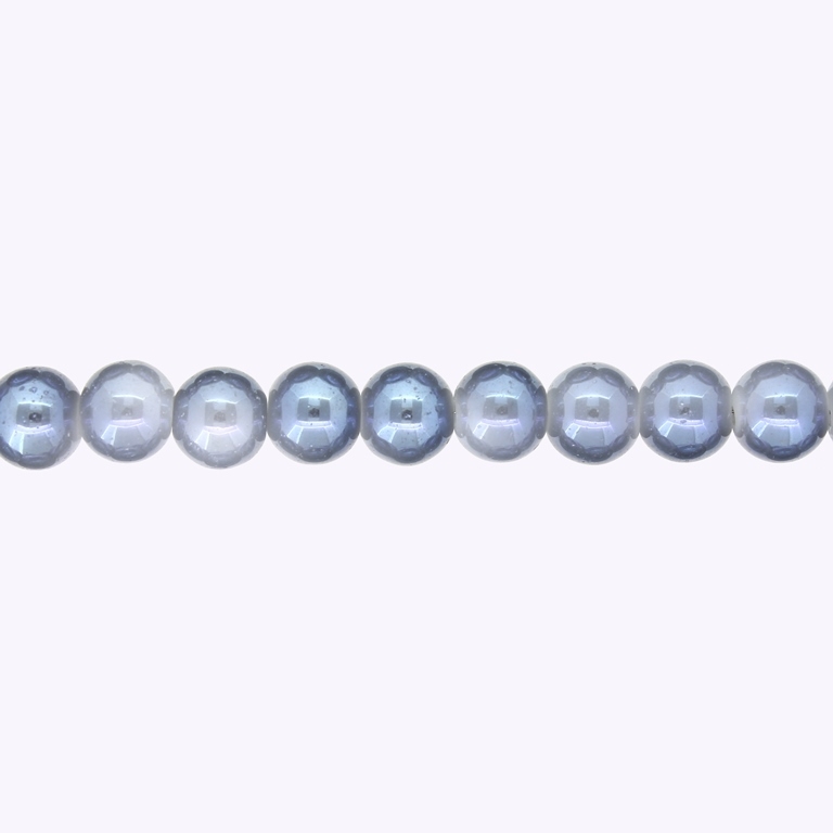 GLASS BEADS ON A STRING UV - BALL - SOLID - 8mm - GRAY (DARK) AND BLUE (DARK) (METALLIC) - STRING (100 pcs.) Hole-1.3mm