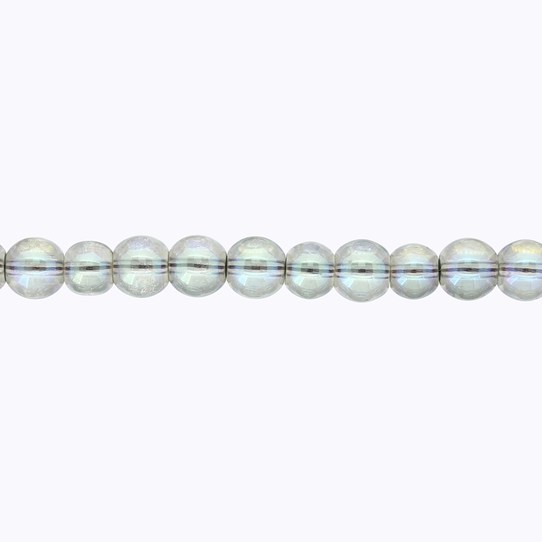 GLASS BEADS ON A STRING UV - BALL - TRANSPARENT - 8mm - BEIGE AND BLUE (RAINBOW) - STRING (100 pcs.) Hole-1.3mm