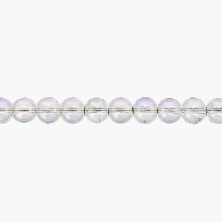 GLASS BEADS ON A STRING UV - BALL - TRANSPARENT - 8mm - GRAY (LIGHT) (RAINBOW) - STRING (100 pcs.) Hole-1.3mm