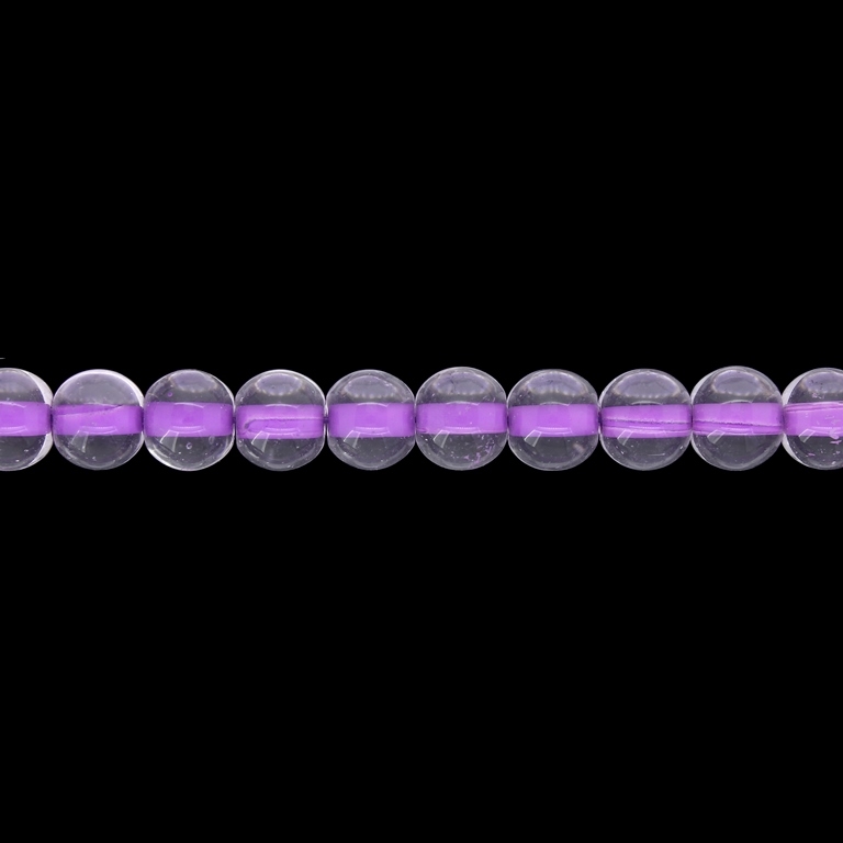 GLASS BEADS ON A STRING UV - BALL - TRANSPARENT WITH FILLING - 8mm - PURPLE - STRING (100 pcs.) Hole-1.3mm