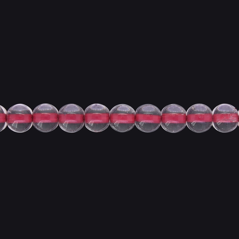 GLASS BEADS ON A STRING UV - BALL - TRANSPARENT WITH FILLING - 8mm - RED - STRING (100 pcs.) Hole-1.3mm