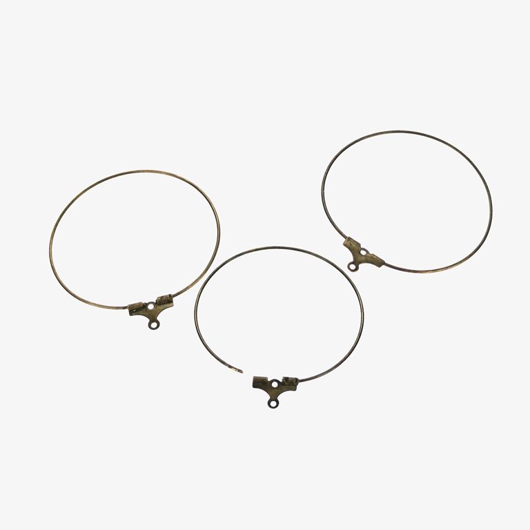 METAL ELEMENTS - CHANDELIER EARRINGS - BEADING HOOP FINDINGS - BRASS - 35mm ANTIQUE BRONZE - PACKAGE 100pcs.